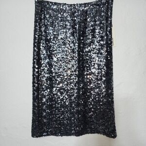 BB Dakota Sequin Mini Skirt Womens Medium Black Silver Metallic Party BE49969